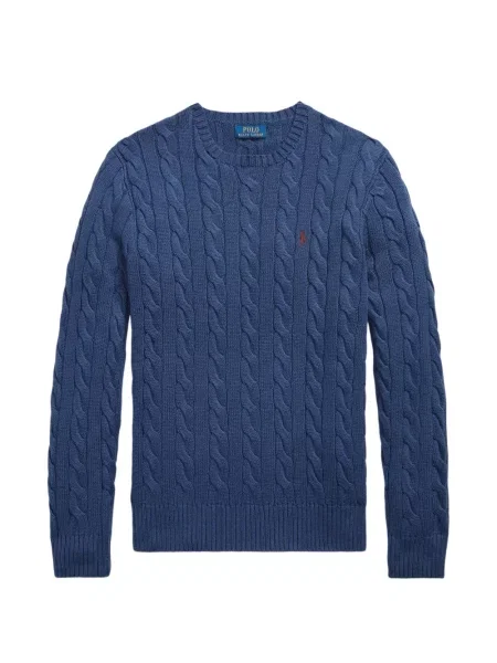 Вълнена поло тениска Polo Ralph Lauren с връзки с принт синьо
