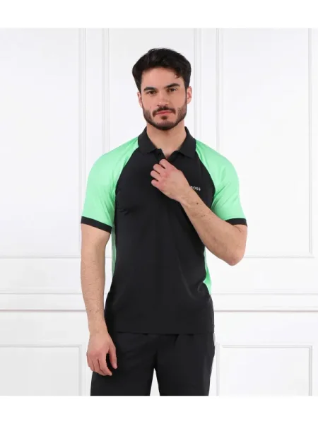 BOSS GREEN Tenisz póló Pauletech fekete