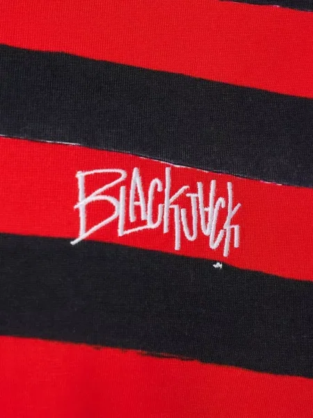 Tricou Blackjack cu dungi cu imagine roșu