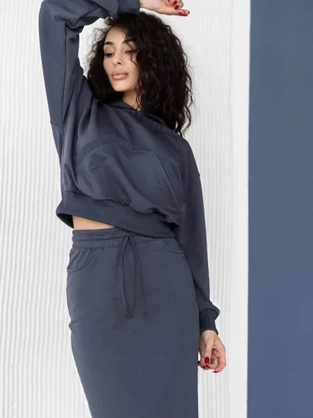 Костюм худі та юбка синя