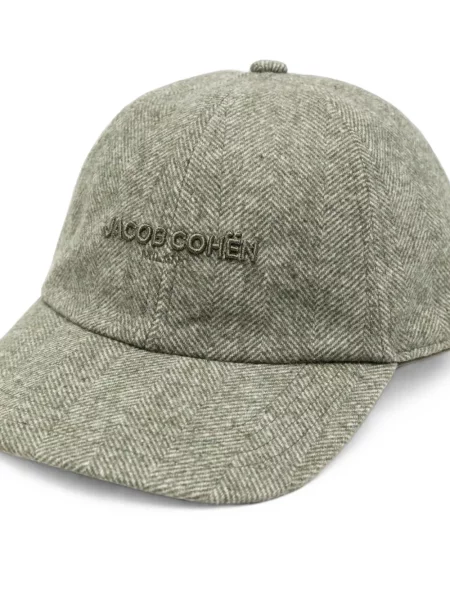 Șapcă Jacob Cohën cu broderie cu model herringbone verde