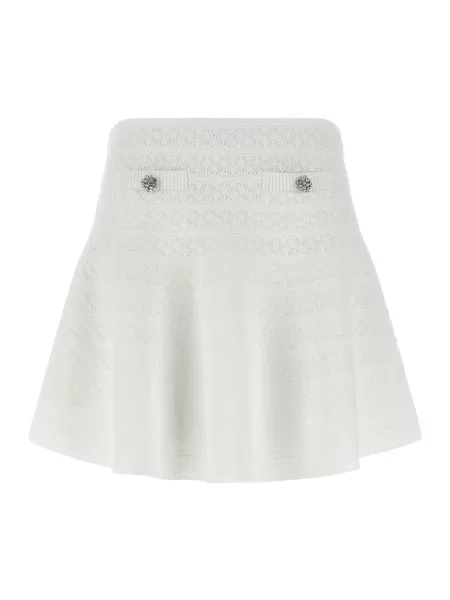 Dzianinowa mała mały spódnica mini Self-portrait biała