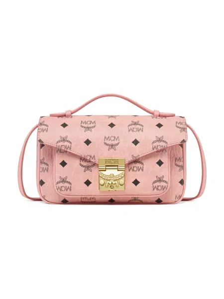 Lniana torebka crossbody Mcm różowa