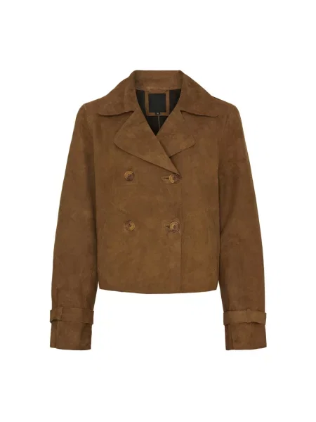 Krótka kurtka Notyz zamszowa brązowa