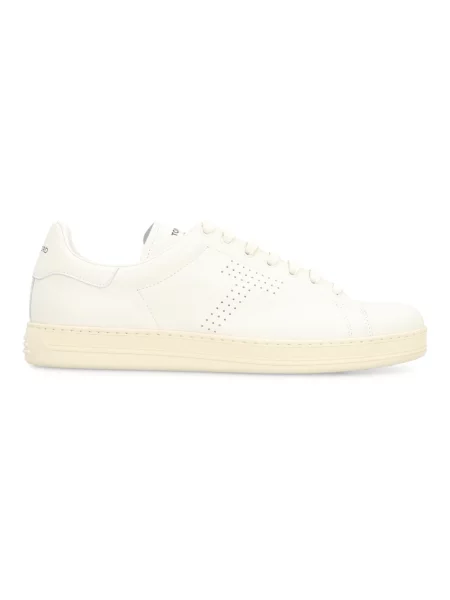 Sneakersy Tom Ford zamszowe z okrągłym noskiem białe