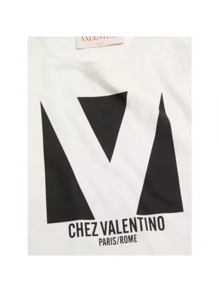 Lniana koszulka Valentino z logo biała
