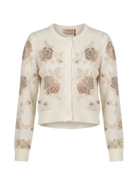 Cardigan Twinset cu model floral din jacard