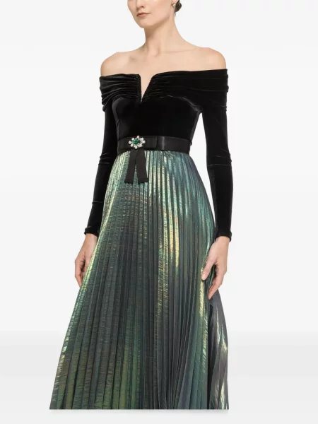 Rochie midi Nissa de catifea verde