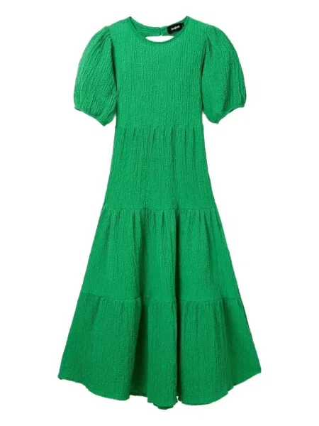 Warstwowa sukienka midi Desigual do kolan garniturowa zielona