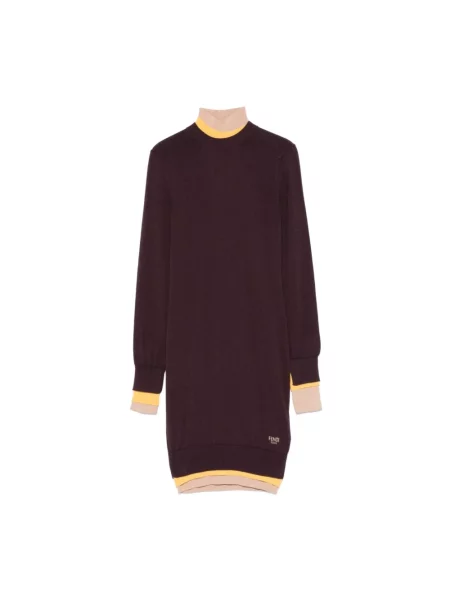 Sukienka mini Fendi wełniana fioletowa