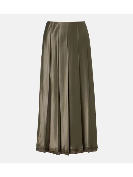 Fustă midi Vince din satin verde