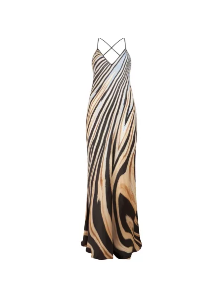 Rochie maxi Roberto Cavalli cu imagine cu model zebră cu spatele deschis negru