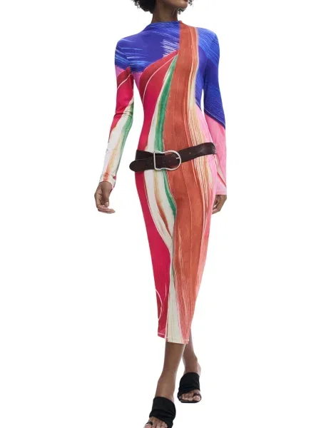 Sukienka midi Desigual do kolan niebieska