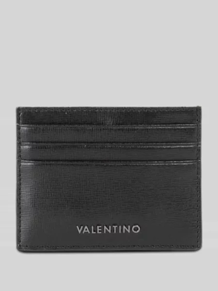 Etui na karty ze skóry bydlęcej nappa z przegródkami na karty Valentino Bags czarny