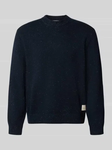 Sweter z dzianiny o kroju regular fit z okrągłym dekoltem Jack & Jones granatowy