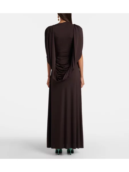 Rochie Rachel Gilbert din jerseu drapată maro