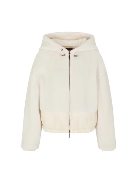 Bluza z kapturem Emporio Armani z kapturem beżowa