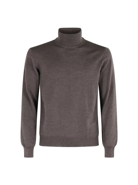 Sweter Tagliatore z okrągłym dekoltem brązowy