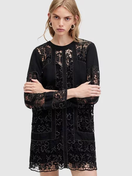 AllSaints Rochie NOUSH / argintiu negru