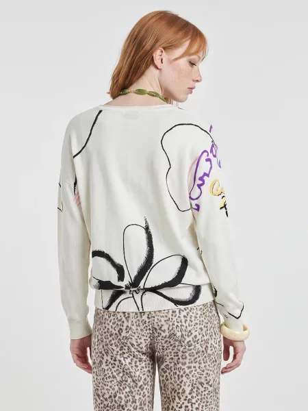 Pulover Desigual alb