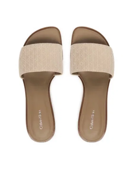 Calvin Klein Natikači Block Heel Sandal Aop bež