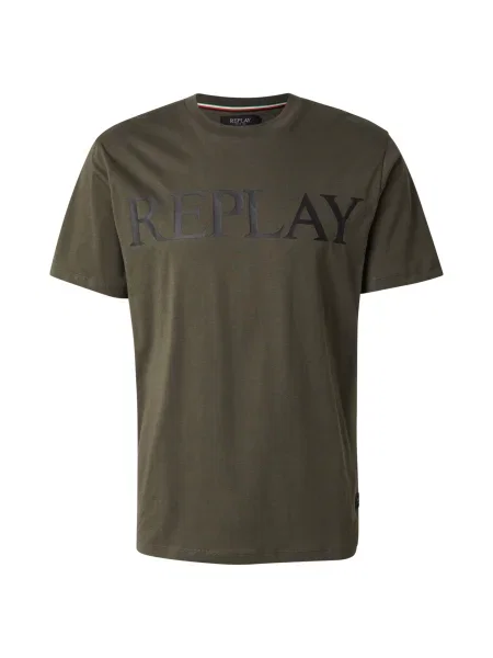 REPLAY Tricou oliv negru