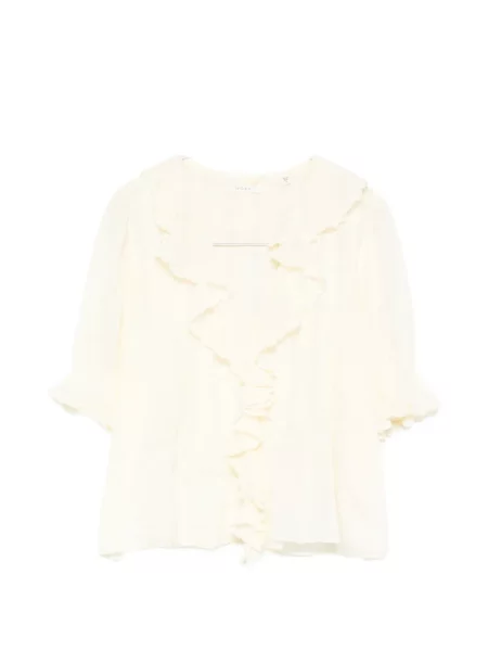 Bluzka Dôen z falbankami żółta