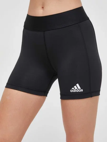 Къс панталон за трениране adidas Performance Techfit с изчистен дизайн със стандартна талия черно