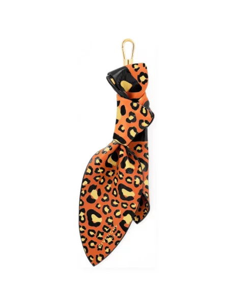 Kožený leopardí přívěsek Givenchy s mašlí oranžový