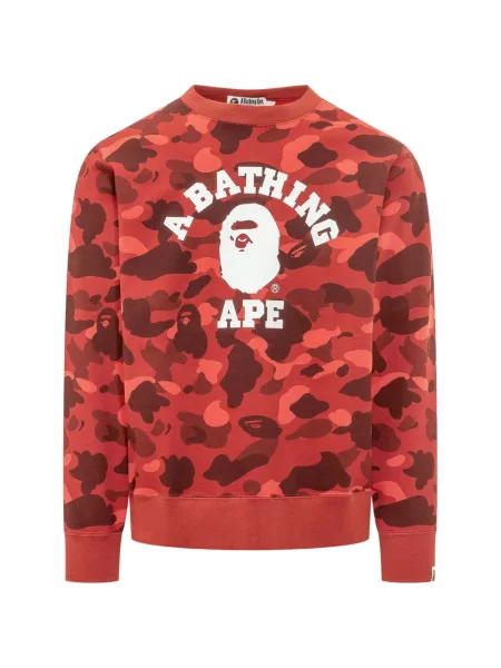 Pulover A Bathing Ape® cu imagine cu model camuflaj roșu