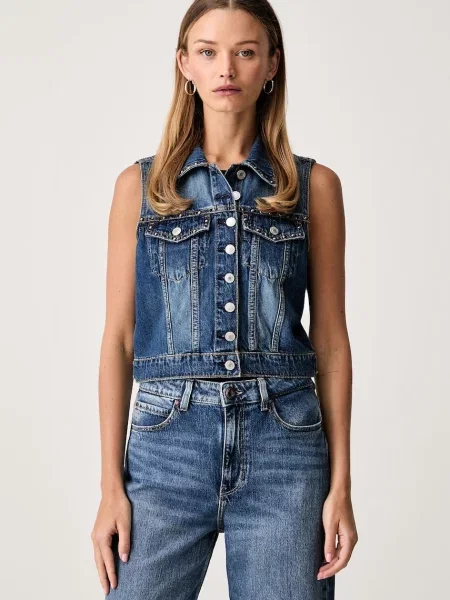 Guess Vestă elegantă albastru