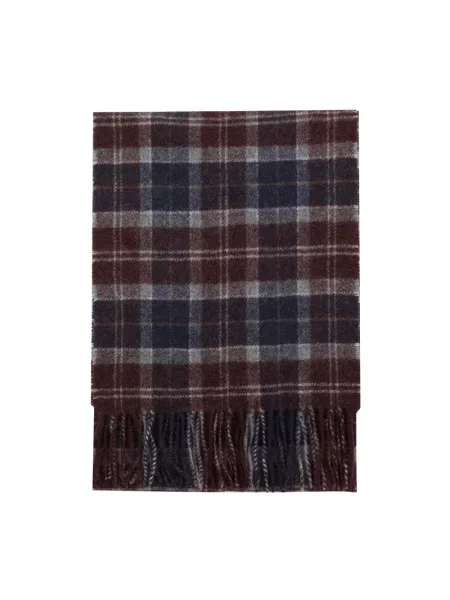 Barbour wełniany szalik Mężczyźni Sztuczne włókno czerwony|niebieski w kratkę ONE SIZE brązowa