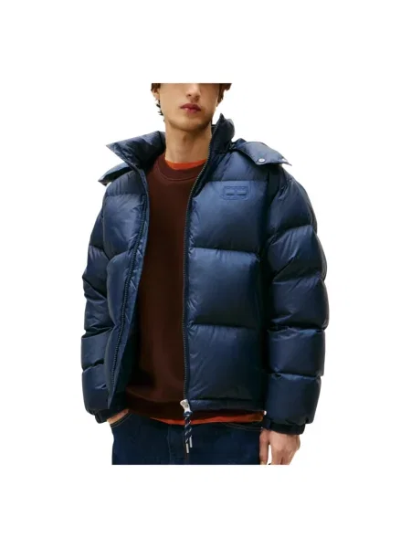Pikowana kurtka jeansowa Tommy Jeans z długim rękawem niebieska