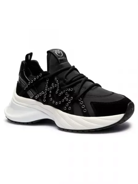 Pinko Sneakers tornacipő ARIEL 16 bőr hozzáadásával fekete