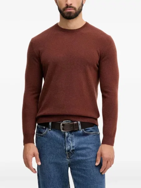 Pulover Benetton tricotate cu decolteu rotund maro