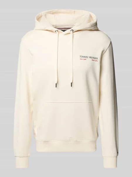 Tommy Hilfiger bluza beżowy z kapturem gładka biała