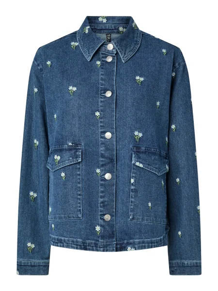 PIECES Bluză PCFlora albastru denim / galben / oliv alb