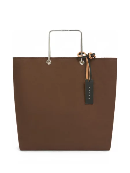 Geantă shopper Marni din canvas maro