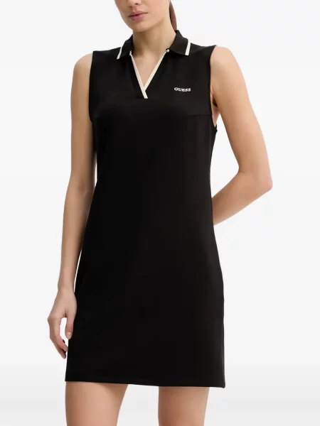 Rochie mini Guess fără mâneci cu autograf negru