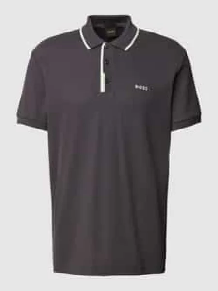Koszulka polo o kroju regular fit z nadrukiem z logo szara