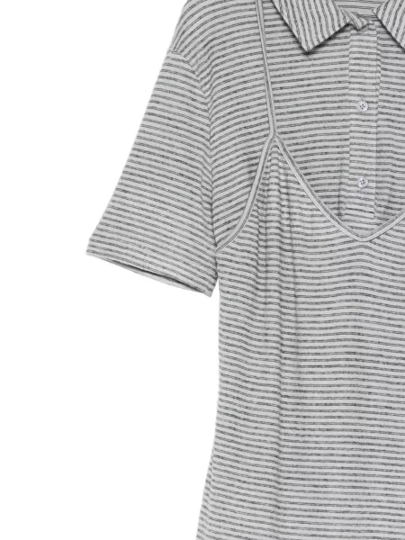 Tricou polo Pushbutton cu dungi gri