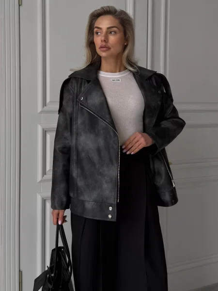 Шкіряна куртка Jadone Fashion Dica_grafit графіт