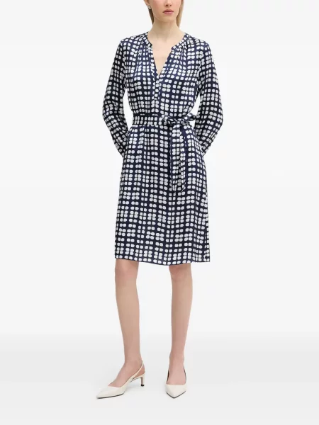 Rochie midi Marc Aurel cu imagine cu imprimeu geometric albastru