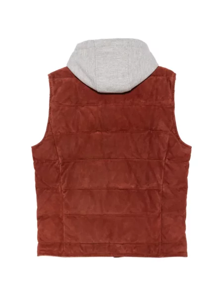 Vestă Eleventy din piele de căprioară roșu