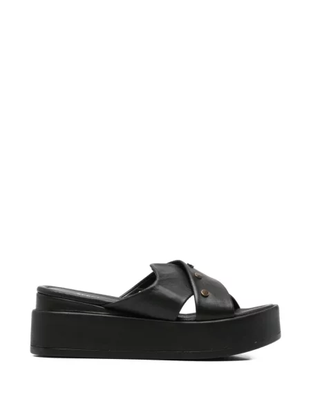 Papuci tip mules Sergio Moretti Firenze cu tepi cu bretele negru