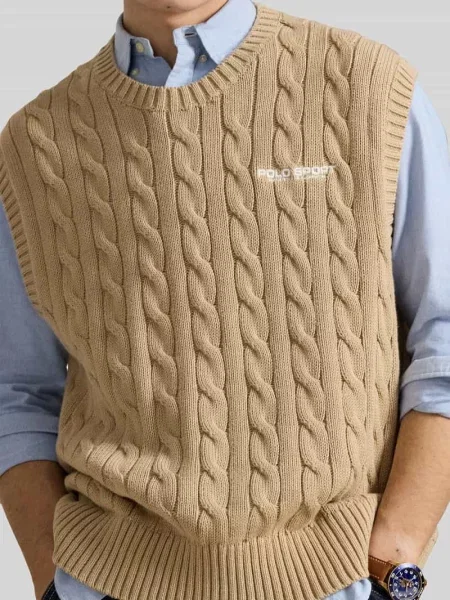Bezrękawnik o kroju regular fit z czystej bawełny Polo Ralph Lauren beżowa