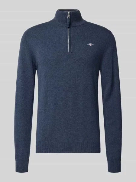 Sweter o kroju regular fit z imitacji dzianiny z czystej wełny jagnięciej Gant granatowy