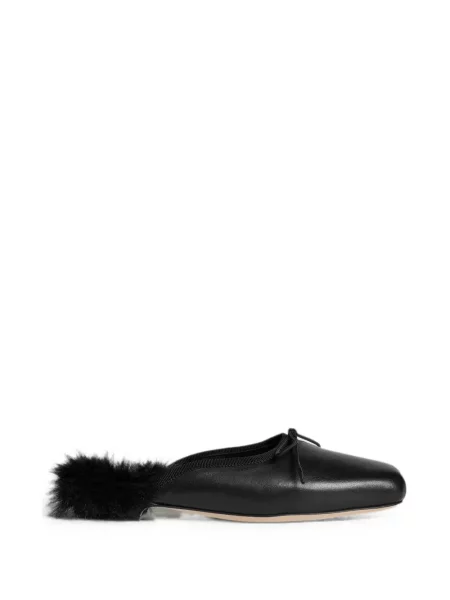 Papuci tip mules Simone Rocha cu funde din piele negru