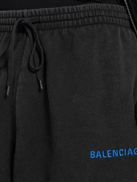 Trčanje hlače Balenciaga s autogramom crna