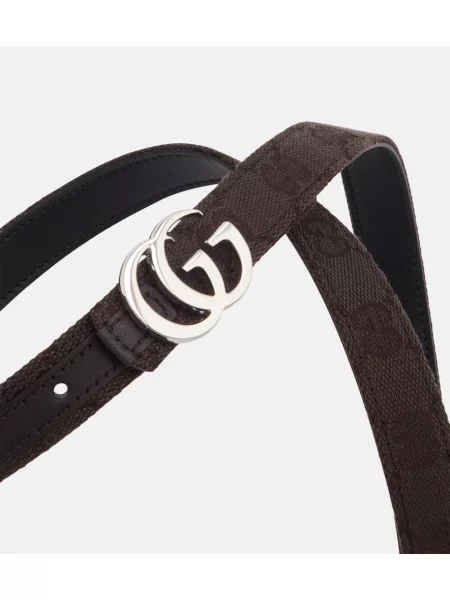 Cu centură reversibil curea Gucci din canvas maro